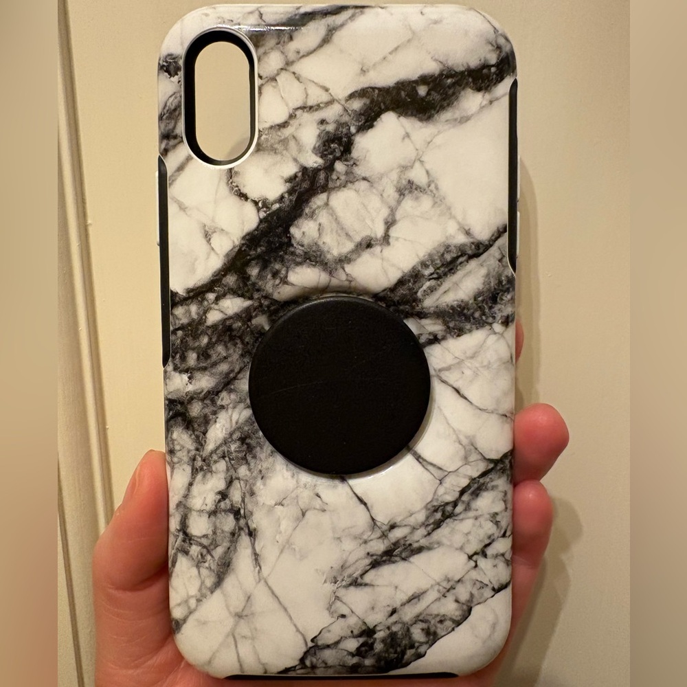 OtterBox + Pop Symmetry Series Phone Case for iPhone XR - White Marble